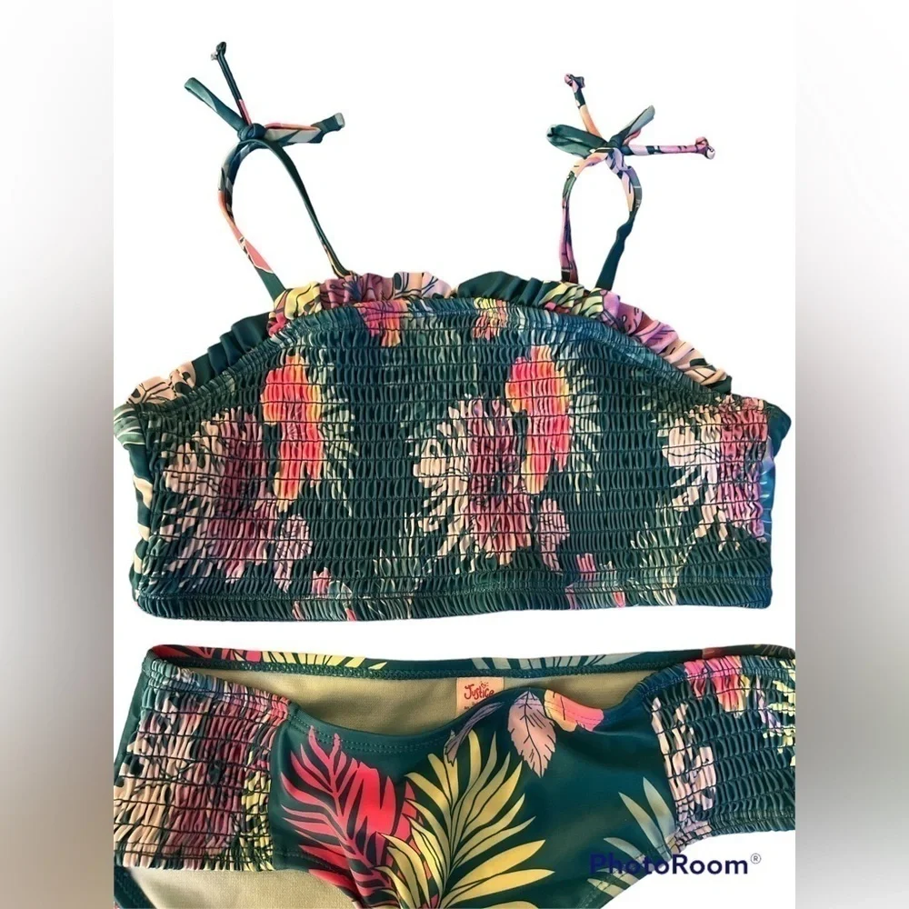 Justice two piece swimsuit‎ bikini XL NWOT